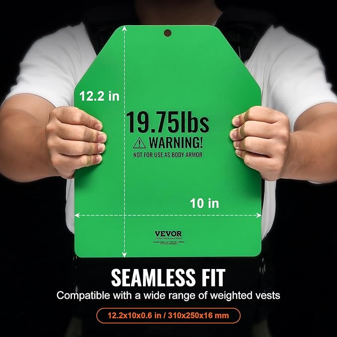 VEVOR Weight Vest Plates, 5.75/8.75/14.5/19.75 LB Pairs, Premium Steel Weighted plates, Additional Weight for Weight Vests, for Strength Training, Running, Fitness, Heavy Workouts