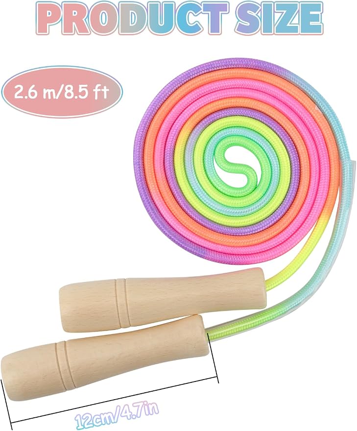 Jump Rope for Kids, Lorvain Adjustable Skipping Rope | Kids Jump Ropes with Wooden Handle for Girls Boys, Weighted Jumping Ropes for Fitness Workout Exercise Outdoor Fun Activity