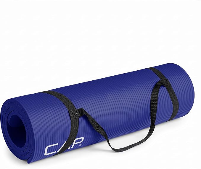 CAP Barbell 1/2-Inch High Density Exercise Yoga Mat with Strap | Multiple Options
