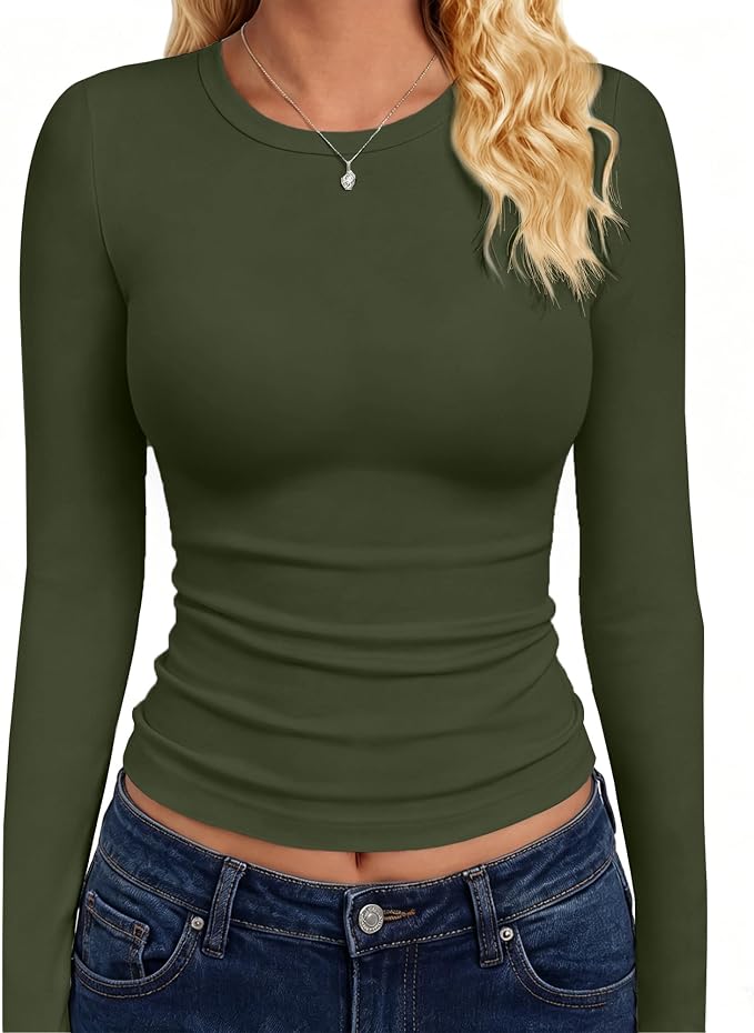 GAYHAY Long Sleeve Shirts for Women Tops Fitted Clothes Fall Fashion 2026 | Basic Tees, Girls School Outfits, Y2k Winter Tshirt, Tight Underscrub, Workout Casual, Cute Trendy Plain Compression Layering