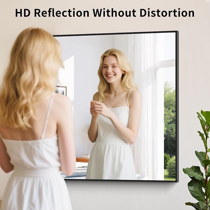 Koonmi Black Bathroom Mirror for Over Sink,Metal Framed 30"x36" Wall Mirror