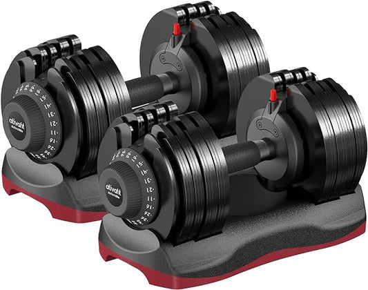 ATIVAFIT Adjustable Dumbbells Set, 5–88LB Quick Adjust Free Weights with Double Safety Lock & Anti-Slip Steel Handle, Space Saving Home Gym Equipment for Full Body Strength Training
