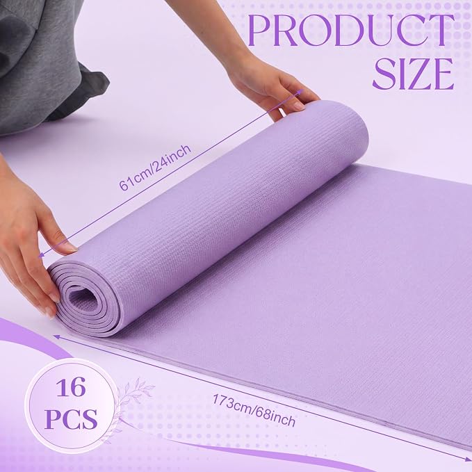 Funtery 3 mm Thin Yoga Mats Bulk, 68 x 24 Inches Lightweight PVC Exercise Mats Non Slip Workout Fitness Pads for Yoga Pilates Stretching Classes Gym Home Studio
