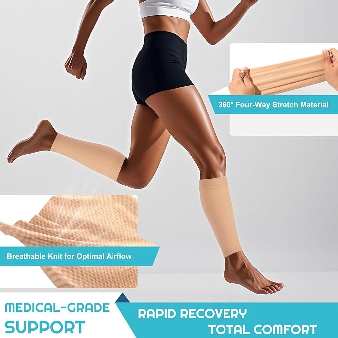 2 Pairs Calf Compression Sleeves Women&Men 20-30mmHg Medical Shin Splint for Leg Surpport Relief Pain Varicose Veins