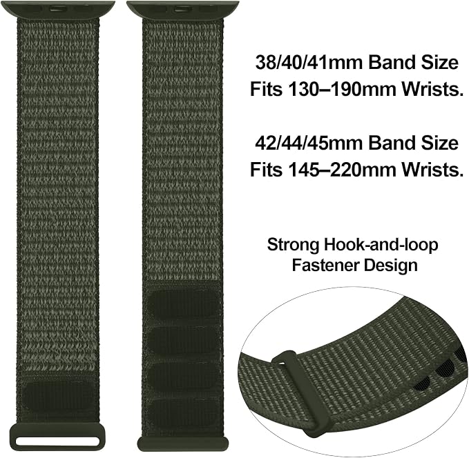 Sport Loop Band Nylon Women Men Stretchy Elastic Braided Wristband | Nylon Sport Loop Wristband Compatible with Apple Watch Ultra 2 38/40/41/42/44/45/46/49mm For iWatch Series 1-11 SE