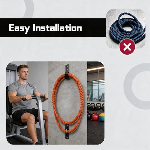 Battle Rope Anchor, Resistance Band Wall Anchor, Heavy Duty Wall Mount Bracket for 20-60ft 1-2.5in Battle Ropes