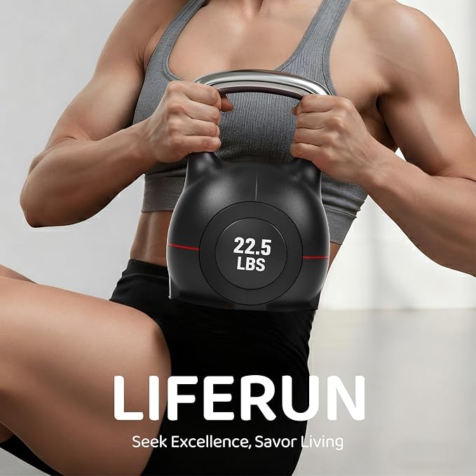 LIFERUN Adjustable Kettlebell Set with 7 Weight Levels, 22.5 lb or 44 lb | Quick-Change Weight Dial & Safety Lock, Space-Saving Design, Full-Body Workout & Cross-Training