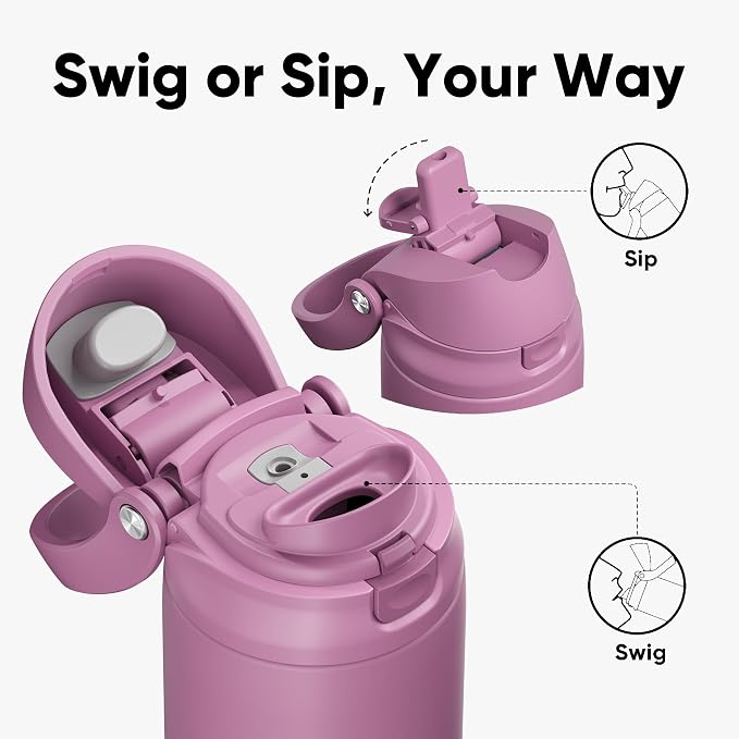 ENCOOL Leakproof Insulated Water Bottle with Straw Dual-Sip Water Bottle Bag-Safe Design for Work, Commute & Gym – Keeps Drinks Cold All Day, 32 oz, Mountbatten Pink