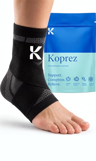 Ankle Compression Sleeve & Ankle Brace for Plantar Fasciitis Relief | Breathable arch support with adjustable straps for women & men; an Achilles tendonitis brace for running and work - 1 sleeve