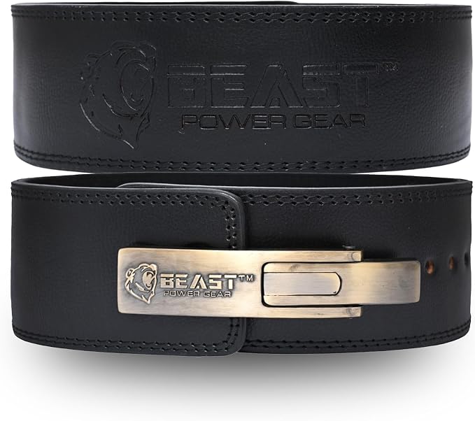 Weight Lifting 10MM 13MM Leather Lever Belt Powerlifting - Free Strap Lower Back Support for Weightlifting, Deadlifts, Squats, Power Belt - Men & Women