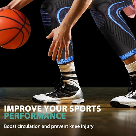 2 Pack Full Leg Compression Sleeves, Long Knee Brace Support for ACL,PCL, Meniscus Tear, Arthritis, Tendinitis,Men And Women (Large, Blue)