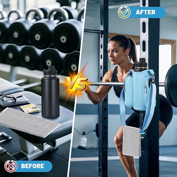 Magnetic Gym Bag Water Bottle Holder with Phone Pockets Shoulder Strap for Men Women