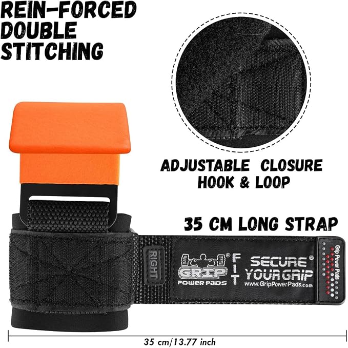 Weight Lifting Rod Hooks Heavy Duty Wrist Wraps Power Weight Lifting Training Gym Grips Straps Set of 2