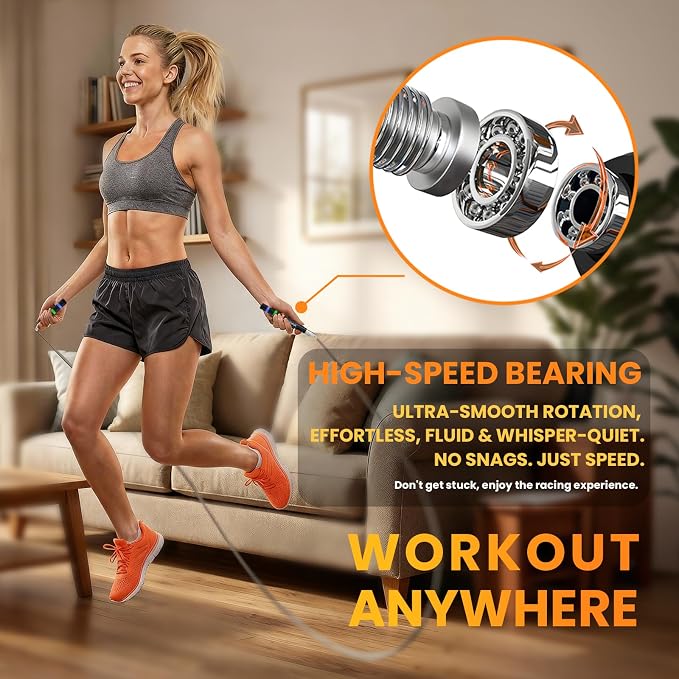 Self-Locking Aluminum Speed Jump Rope, 2 Cable Set