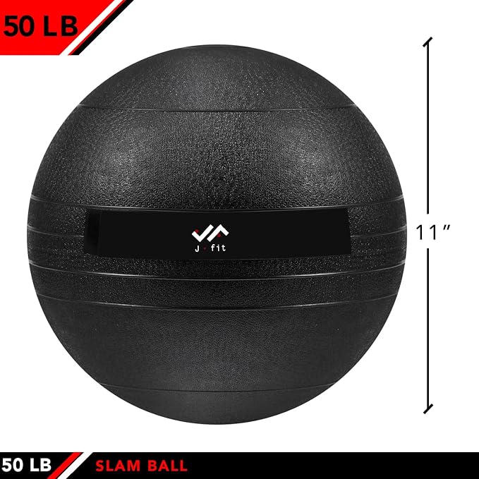 JFIT Slam Ball – Build Strength - Endurance & Power | Superior Grip | Sand-Filled Core | Indoor & Outdoor Use