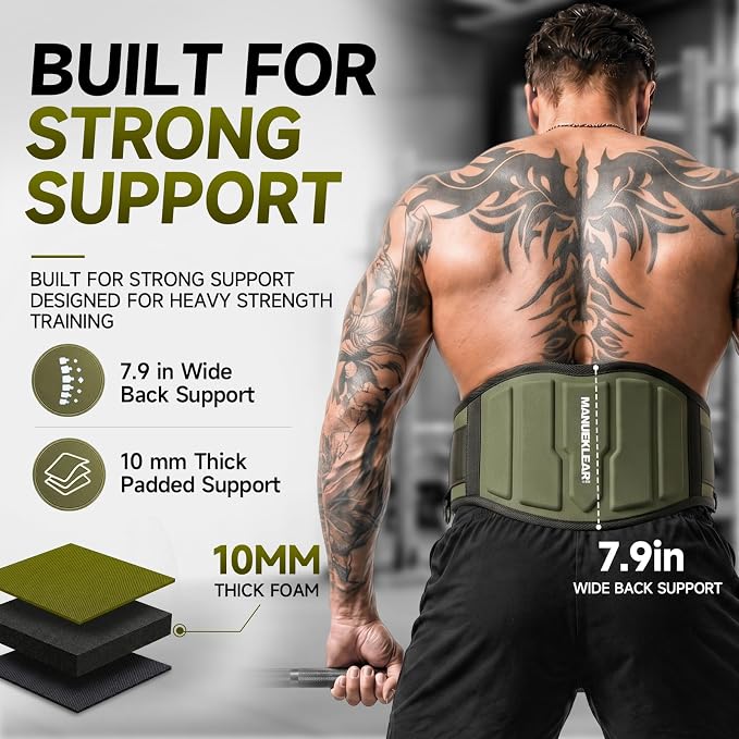MANUEKLEAR 4-in-1 Weight Lifting Belts for Back Support, Dip Belt with 38.5 IN Rope for Weightlifting Pull Up, Weight Belt for Men Women