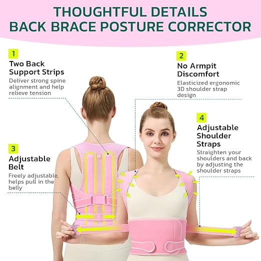 Back Brace Posture Corrector for Women, Upgraded Upper Back Support – Helps Neck, Shoulder & Back Pain Relief, Comfortable Spine Support Belt for Office, Work and Home Daily Use