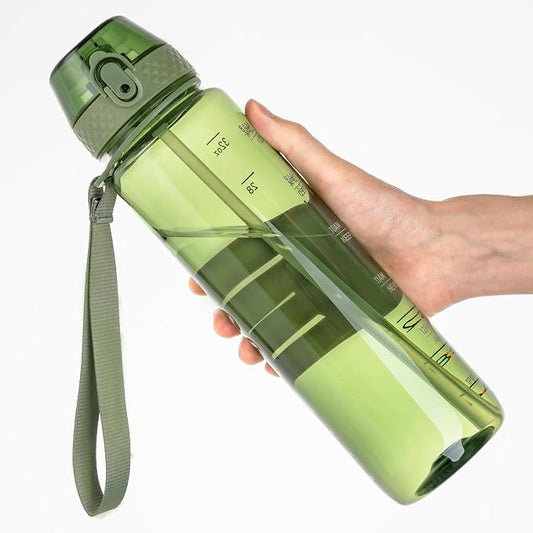GOPPUS Water Bottles Clear Water Bottle with Straw 32oz Plastic Water Bottles BPA Free Tritan Wide Mouth Bottle Leakproof Motivational bottles water for Gym,Hiking,School or Office(1 Bottles)