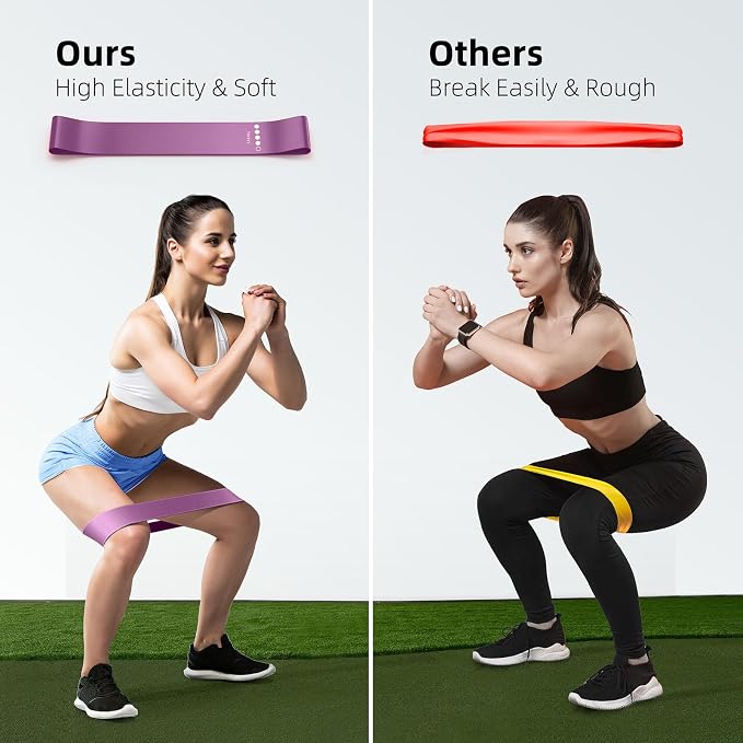 Resistance Bands for Working Out, 5-Pack Elastic Loop Exercise Bands for Strength Training Stretching, Home Gym Equipment for Pilates Yoga Physical Therapy, Leg Glute Arm Workout Kit for Women Men