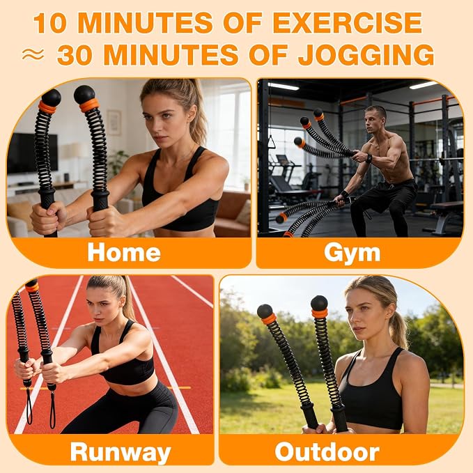 Adjustable Ropeless Battle Rope Trainer, Cordless Spring Fitness Rope for Home & Gym, Heavy Duty Cordless Battle Rope with Storage Bag, Strength & Conditioning (Pink)