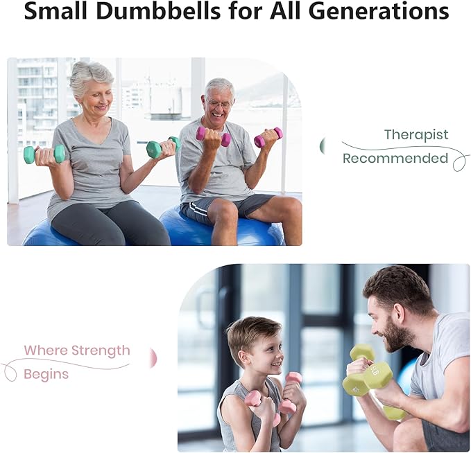 LIONSCOOL Set of 2 Neoprene Coated Dumbbell Hand Weights, Anti-Slip and Anti-Roll Hex Dumbbells in Pair for Strength Training, Resistance Training