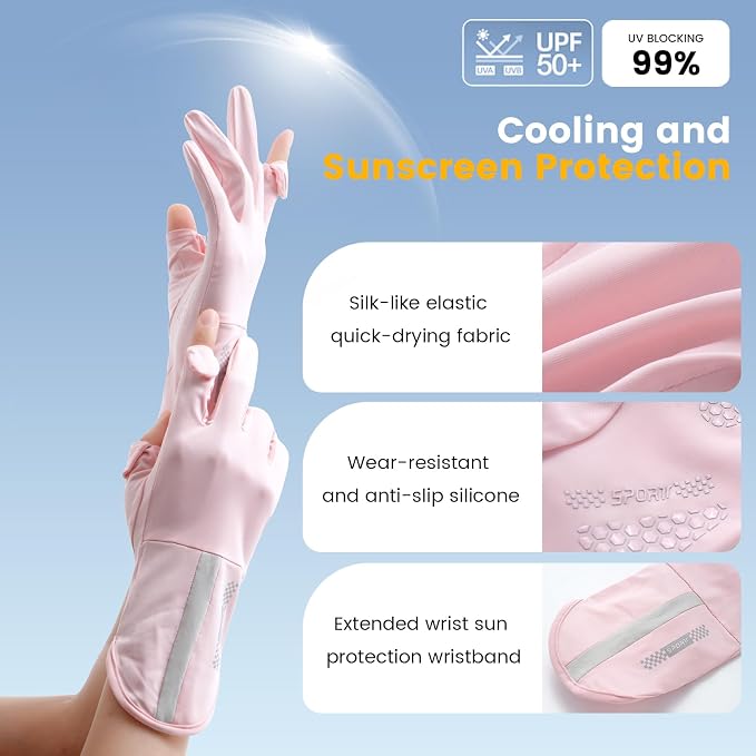 Women Driving Gloves, UV Protection Sun Gloves, Touchscreen Full Finger | UPF 50+ fabric blocks 99% UV rays, protecting hands during driving, cycling, fishing, hiking and outdoor activities