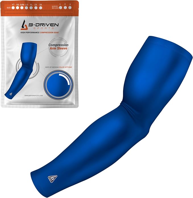 Pro-Fit Compression Arm Sleeve for Men, Women & Youth, Volleyball Baseball Basketball Weightlifting - Single