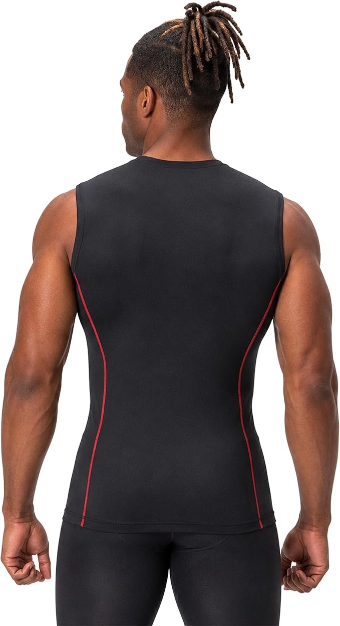 DEVOPS 3 Pack Men's Compression Shirts Sleeveless Tank Top Baselayer | Gym Training, Running, Moisture Wicking, Compression Fit, 4-Way Stretch, UPF 50+, Sleeveless