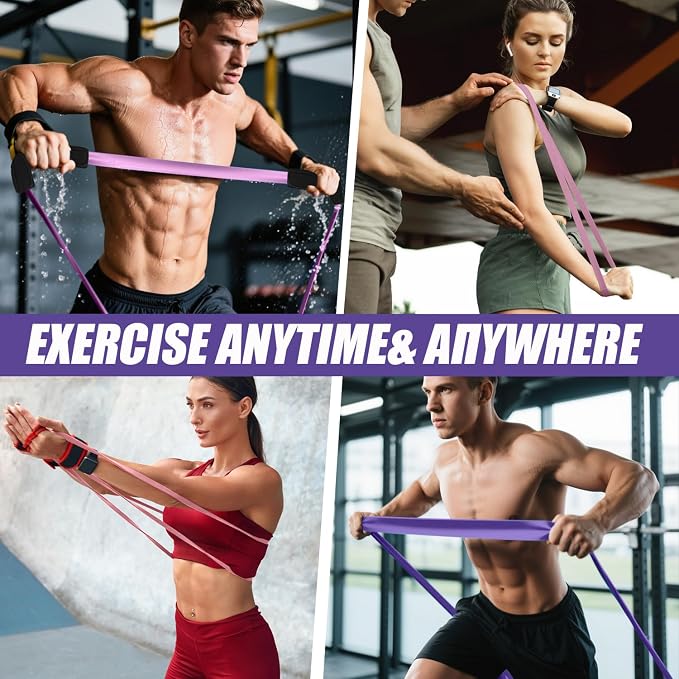 WHATAFIT Resistance Bands, Pull Up Assist Bands with Handles, Door Anchor | Natural Latex Rubber, Progressive Tension, Exercise Loop for Full-Body Fitness, Portable Gym Bag, Warm-Up & Stretch
