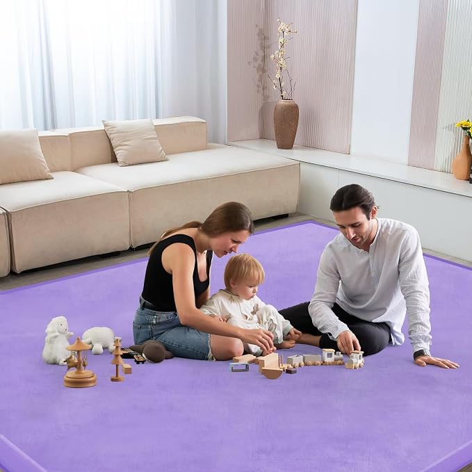 Baby Play Mat for Floor Nursery Muscle Mat Area Rug Playroom Rug 59x79" Elastic Foam 1.3" Thick Crawling Mat for Babies,Toddlers, Infants (Lavender)