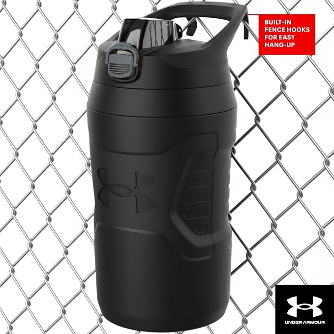 Under Armour 32 oz Insulated Water Bottles - Sports Water Jug with Fence Hook, Leak Resistant for Baseball, Football & More, 32 oz Insulated, Academy/Black