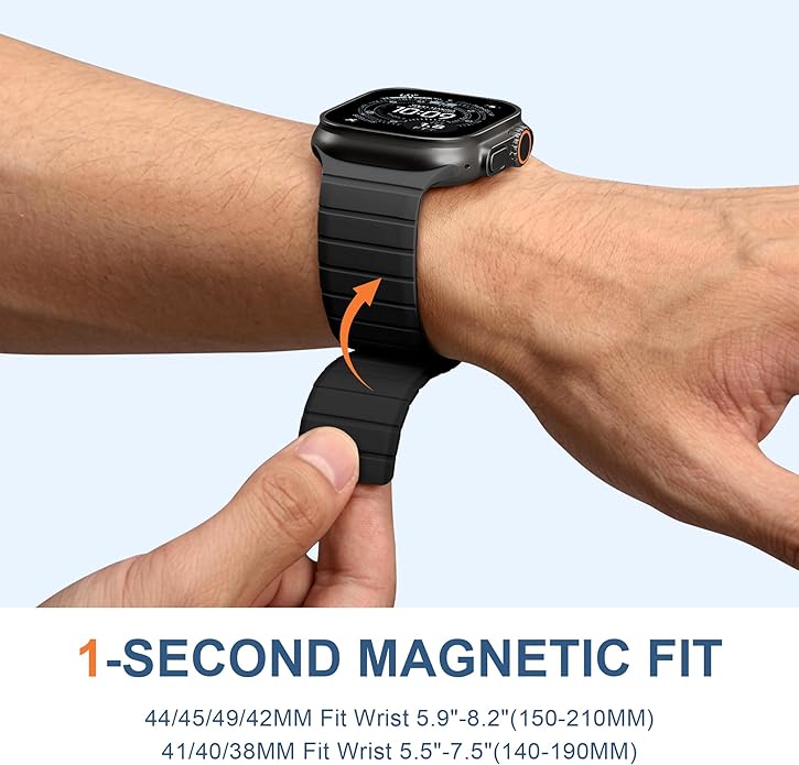SNBLK Magnetic Band Compatible with Apple Watch Bands for Men 44mm 45mm 46mm 49mm 42mm 41mm 40mm 38mm Women, Secure Silicone Sport Loop Magnet Strap for iWatch Ultra 3 2 1 SE Series 11 10 9 8 7 6 5 4
