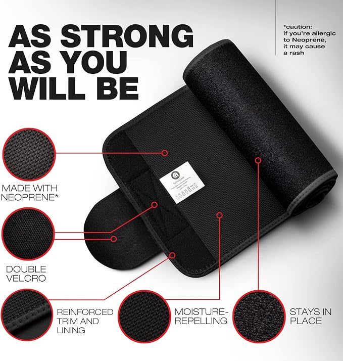 Premium Waist Trimmer & Trainer Belt for Men and Women - Sweat-Enhancing Slimming Wrap for Stomach, Adjustable Fit