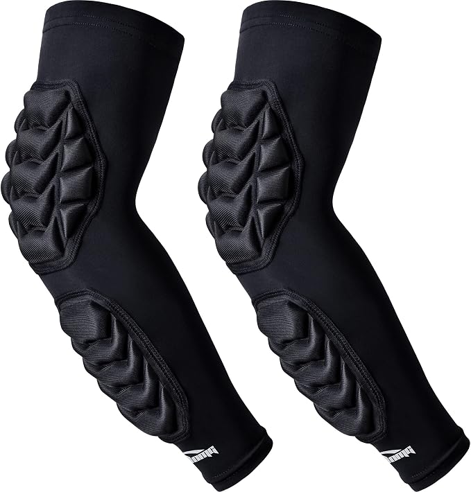COOLOMG Football Arm Pads Padded Forearm Elbow Sleeves | Padded Compression Arm Sleeves for Football Basketball Volleyball 1 Pair