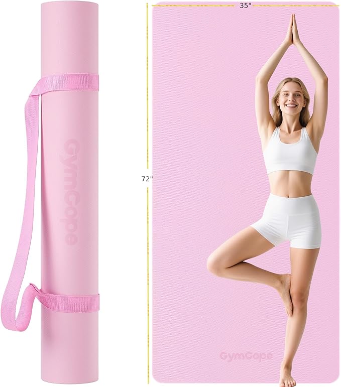 Extra Large Yoga Mat – 72"x48" or 78"x57", 1/4"–1/2" Thick Mat for Women & Men, TPE Non-Slip Pilates Mat for Home Gym, Yoga, Stretching, Meditation