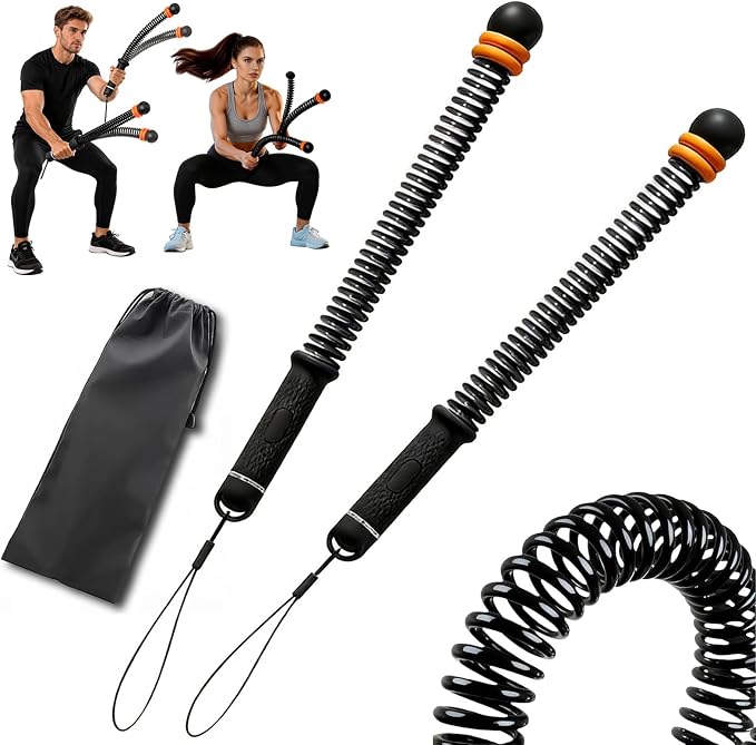 2PC Ropeless Battle Ropes,Portable Cordless Weighted Battle Ropes with Storage Bag, Heavy Duty Cordless Battle Rope for Home Gym HIIT & Cardio Full-Body Workout Tool with Non-Slip Spiral Handles Black