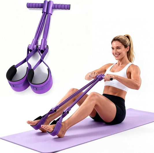Pedal Resistance Bands with Handles, Separated 8-Tube Multifunction Exercise Bands, Yoga Tension Rope, Natural Rubber Elastic Equipment for Abdomen, Waist, Arm, Leg Stretching