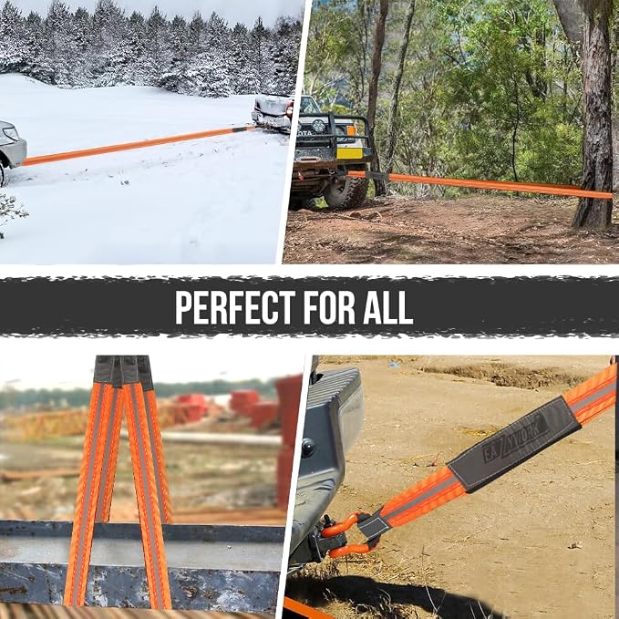 3”x10Ft Super Sturdy Lift Sling Straps 25000 Lbs Breaking Load Capacity Heavy Duty Lifting sling Crane Tree Saver Strap Recovery Straps Tow Strap Pull Hoist 2pcs 3/4 Robust D Ring Shackles+Storage Bag