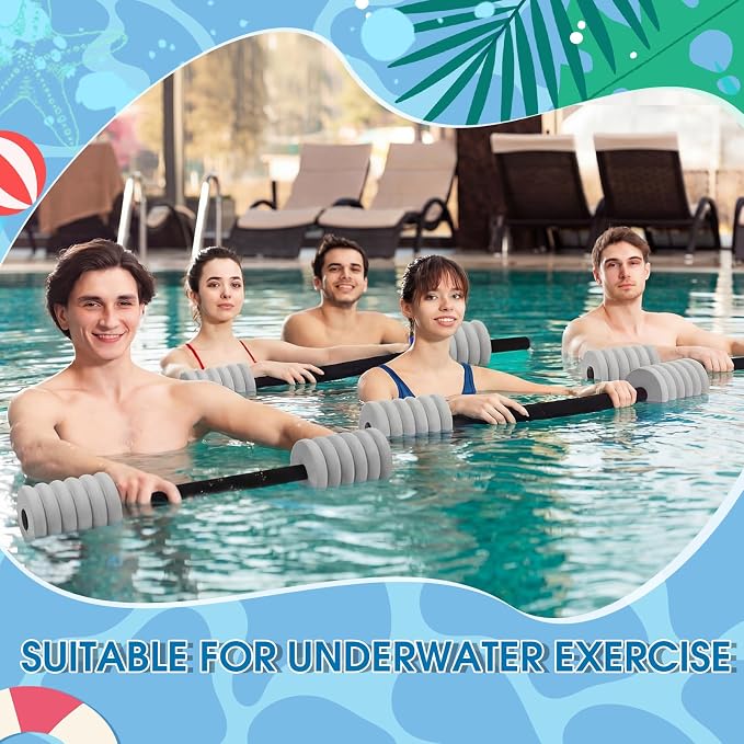 Soulchen Long Aquatic Exercise Dumbbells Pool Exercise Foam Water Weights Dumbbell Aquatic Pool Barbells with High Density EVA Foam for Swim Water Aerobics Workouts Loss