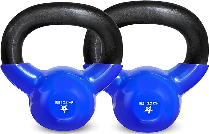 Yes4All Kettlebell, 5-100 LB Vinyl Coated Cast Iron Strength Training Kettlebells for Home Gym Exercises, Fitness, Full Body Workout Equipment, Push Ups, and Grip Strength
