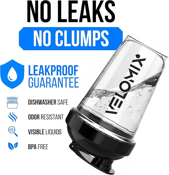 VELOMIX 2 Pack 20oz Protein Shaker Bottle for Protein Mixes, Clear Prime | 2x Wire Whisk, Leak Proof Shaker Cups for Protein Shakes, Stackable, Dishwasher safe, BPA free, Pre Workout and Gym ready