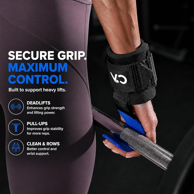 Weight Lifting Hooks (Pair) for Deadlifts, Pull Ups, Rows & Shrugs - Heavy Duty Gym Hooks with 8mm Padded Wrist Straps, Secure Grip Support for Weightlifting, Powerlifting & Strength Training