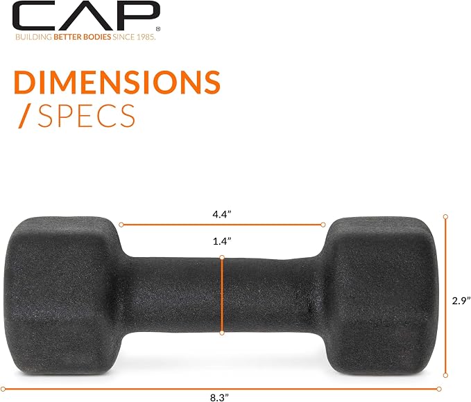 CAP Barbell Neoprene Dumbbell Weights Pairs & Sets | Black