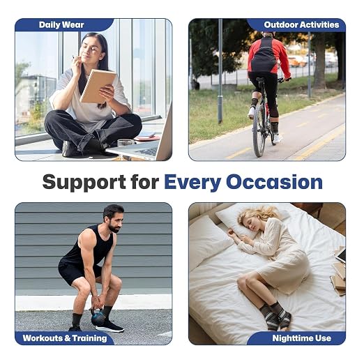 2 Pairs Ankle Braces for Men & Women, Support for Plantar Fasciitis Relief | Arch & Ankle Support Brace with Removable Strap for Swelling, Achilles Tendonitis, Faster Recovery & Boosts Circulation