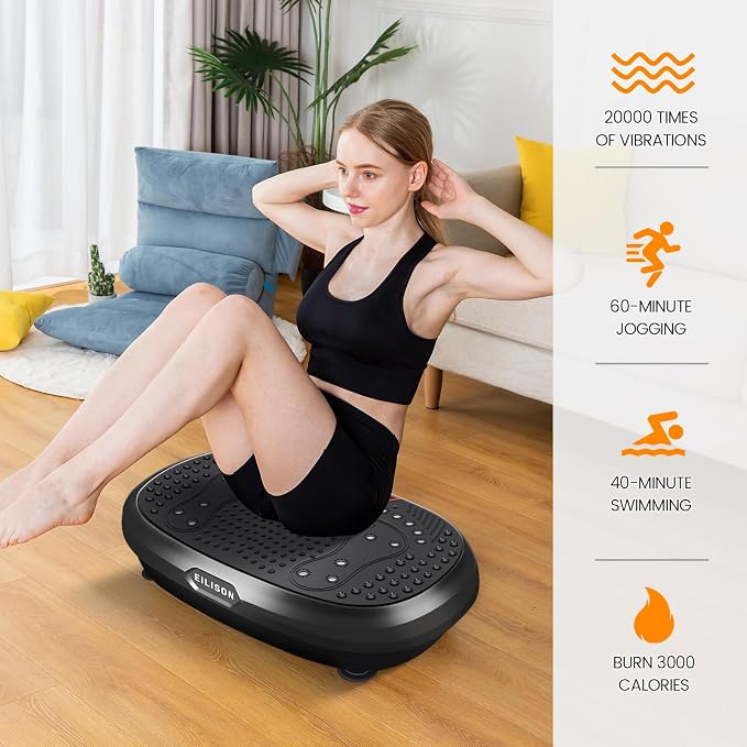 FitMaxx 3D XL Vibration Plate Exercise Machine - Whole Body Workout Vibration Platform w/Loop Bands - Lymphatic Drainage Machine for Weight Loss, Shaping, Recovery