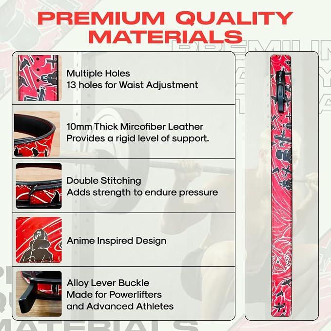Anime Lever Belt, Weight Lifting Belt, Heavy Duty Powerlifting Weightlifting Gym Belt for Deadlifts Squats Back Support