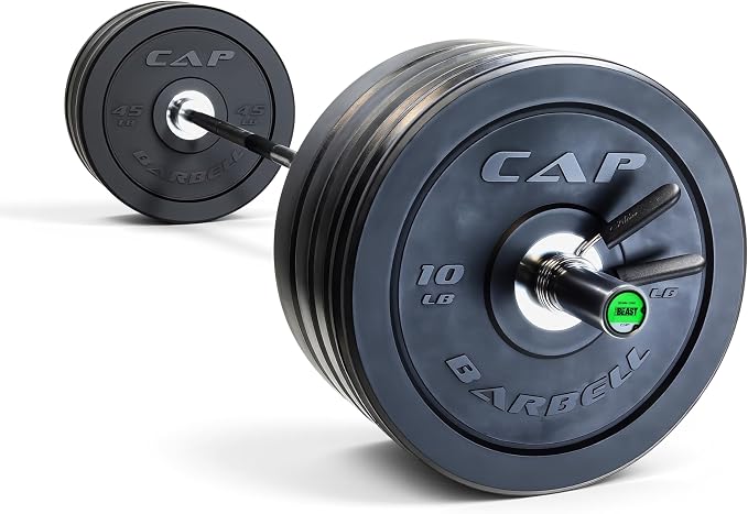 CAP Barbell Olympic Weight Set with 7ft Barbell & Bumper Plates | 160-370 lbs | Multiple Options