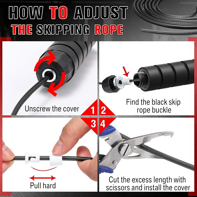 Jump Ropes for Fitness with Ball Bearings Speed Jumping Adjustable Skipping Rope with Foam Handles Exercise Stuffer for Men Women Cardio Training Slim Body