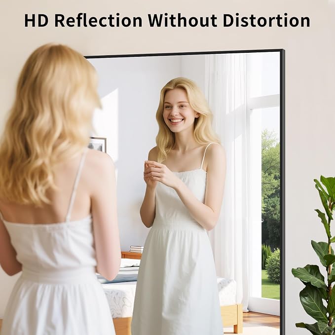 Koonmi Black Bathroom Mirror for Over Sink,Metal Framed 30"x71" Wall Mirror