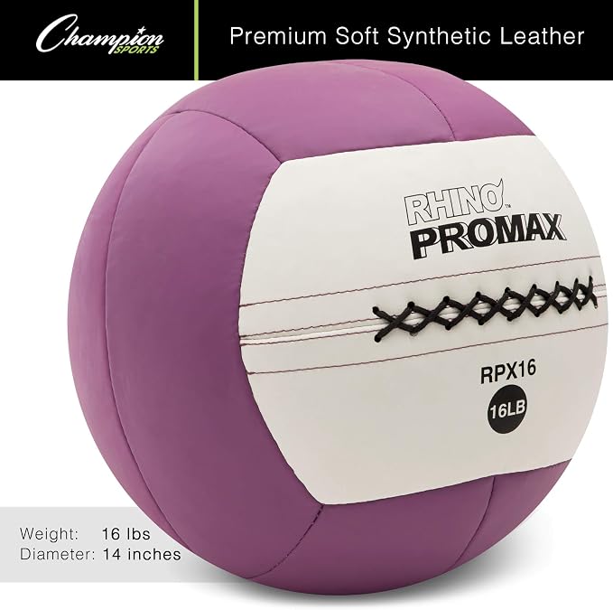 Champion Sports Rhino Promax Wall Balls - Soft Shell Non-Slip Grip for Weightlifting, Plyometrics, Cross Training, & Home Gym
